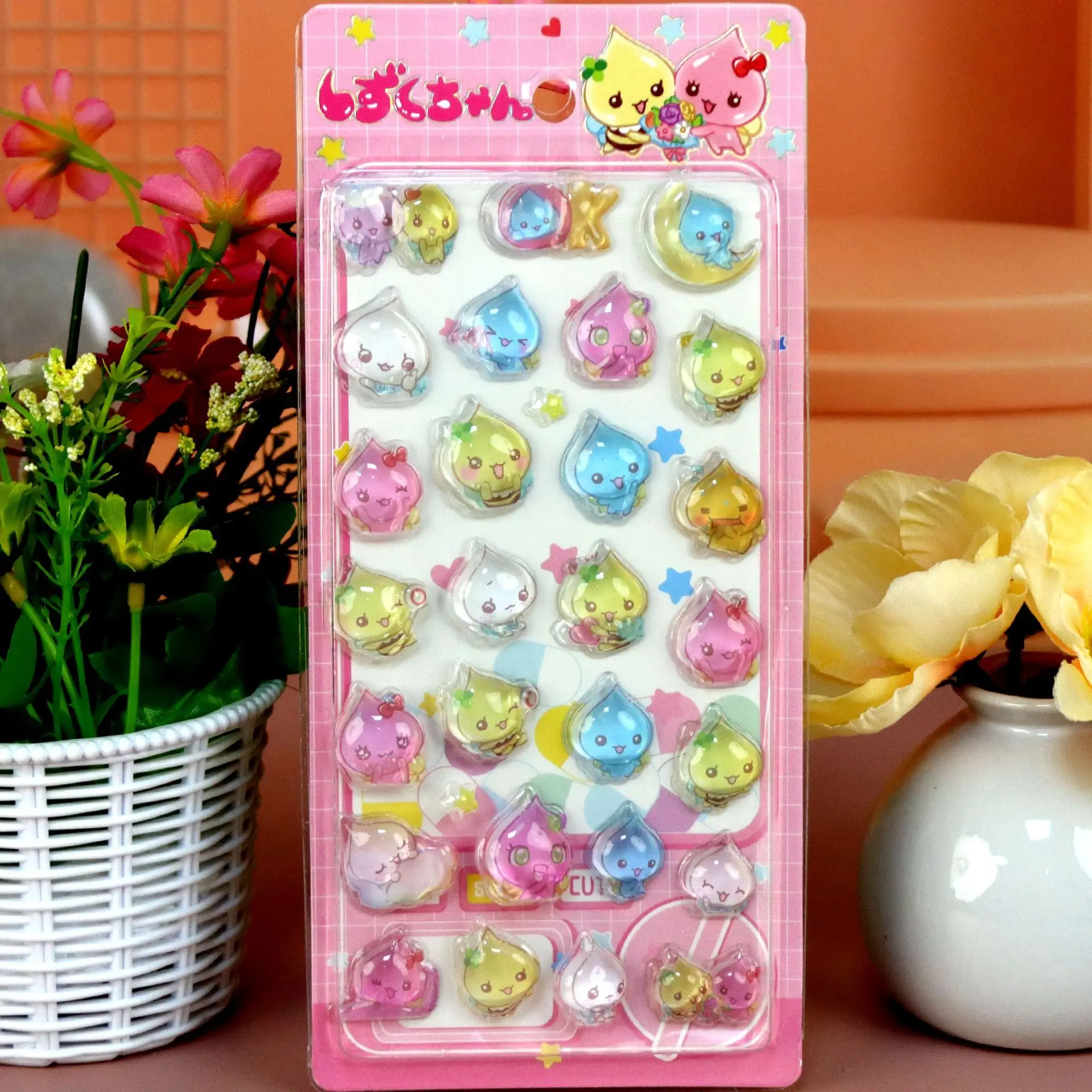 

2Pcs New Retro Small Water Drop Stickers Phone Case Transparent Sticker Account Friend Birthday Gift 3D kawaii Stickers