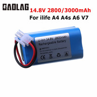 14.8V 2800mAh 3000mAh Lithium Battery For ILIFE A4 A4s V7 A6 V7s Plus Robot Vacuum Cleaner Accessories Parts