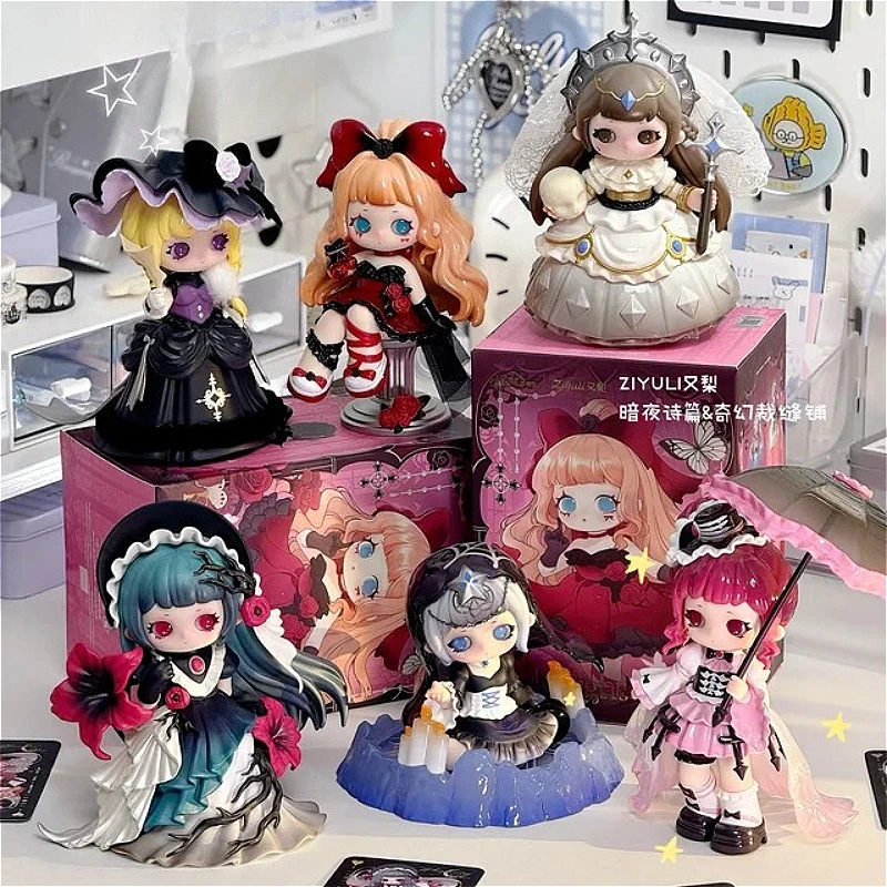 

ZIYULI Dark Night Poem Series Blind Box Gothic Style PVC Statue Mystery Box Collectible Desk Decora Model Kit Surprise Bag Gifts