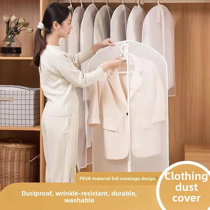 

Прозрачный пылезащитный чехол-органайзер для одежды, подвесной, для пуховиков и курток, японский стиль, для дома