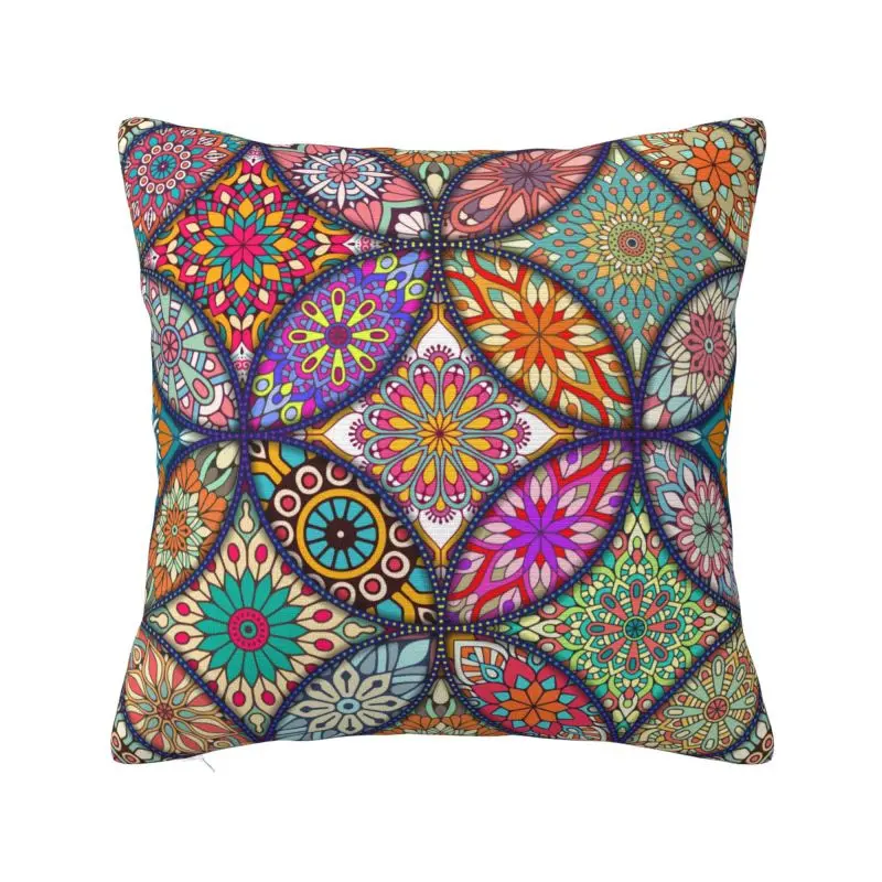 

Custom Arabic Indian Ethnic Floral Mandalas Throw Pillow Case 40*40cm Decor Home Cushion Cover Velvet Polyester Pillowcase