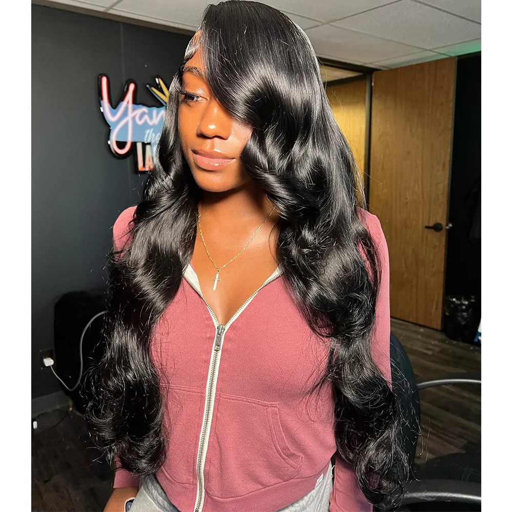 Linhua 12A 30Inch Deep Purple Colored Body Wave 13X4 Transparent Lace Wigs Remy 13X6 Lace Frontal Wig Preplucked With Baby Hair