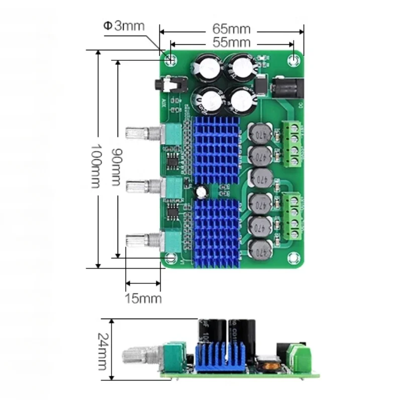SOTAMIA-لوح مضخم صوت رقمي ، مضخم صوت ، TDA3116D2 ، طاقة عالية ، 50 واط × 2 + W ، مدخل AUX ، قناة