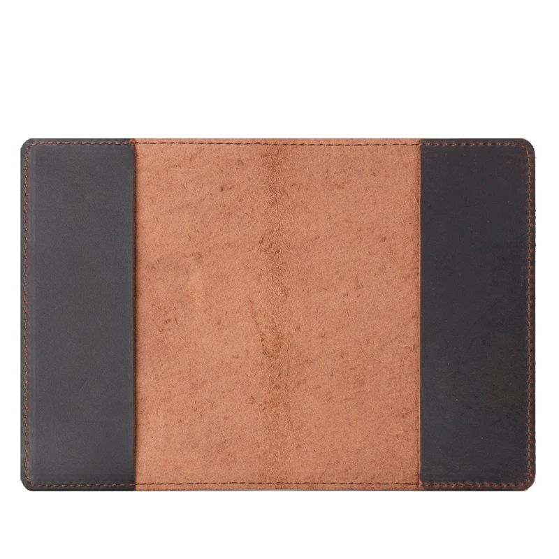 French Passport Holder Document Holder Layer Cowhide Vintage Boarding Card Leather Wallet Card Bag