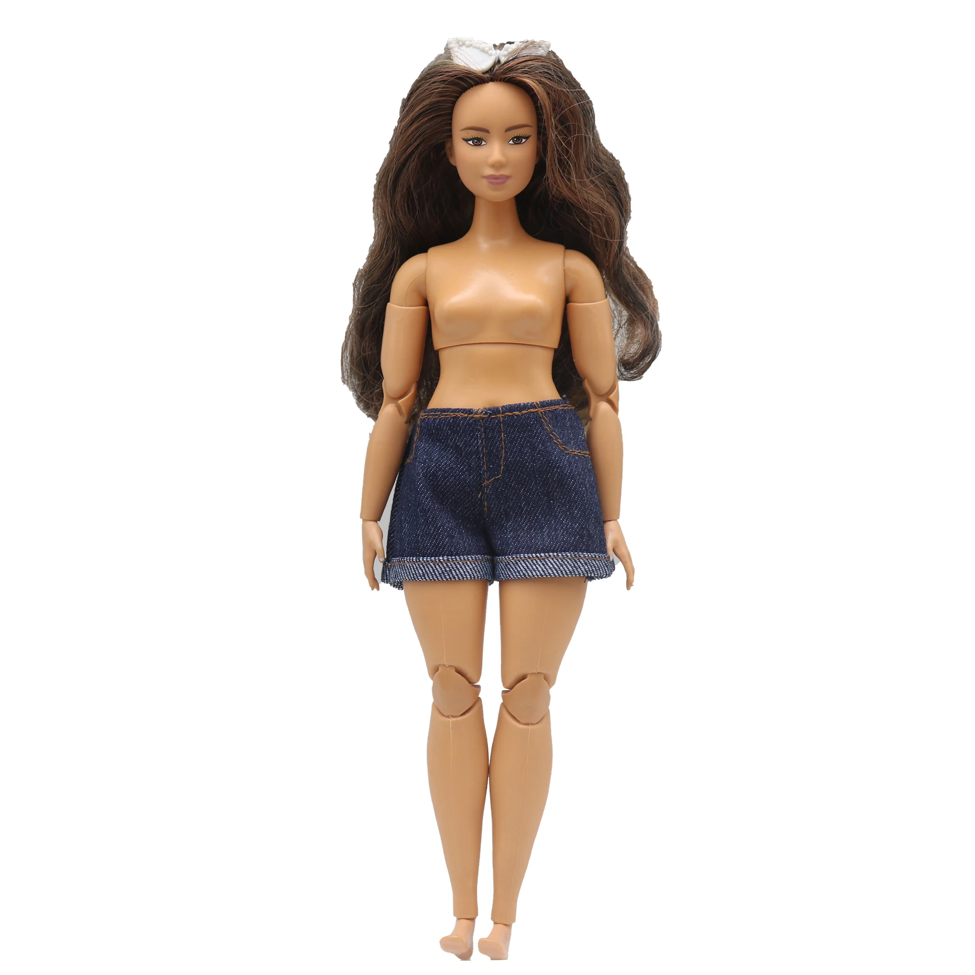 Neue 30cm 1/6 Puppe Jeans Shorts lange Ärmel einfache und lose Hoodie Set täglich Kleidung für kurvige Barbies Puppen zubehör tragen