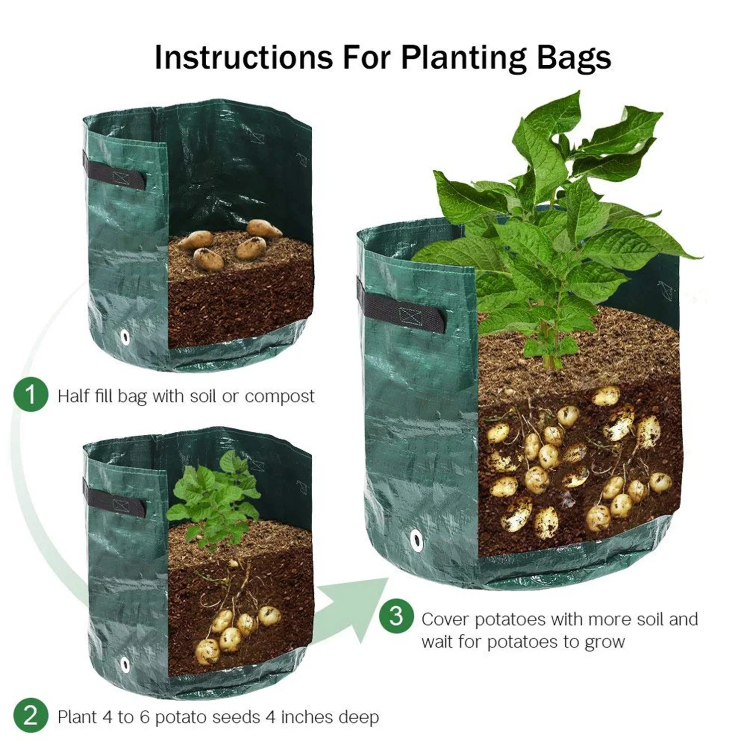Garden Grow Bags 3/5/7/10 Gall - Vegetable Transplanter 评论和价格