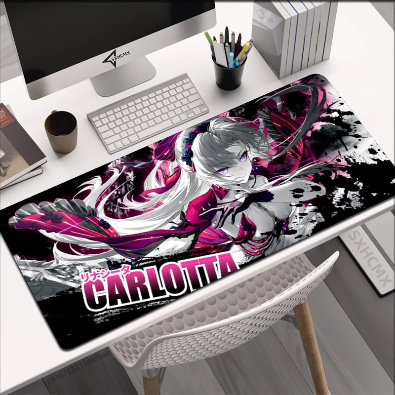 

Резиновый коврик для мыши Carlotta Wuthering Waves, игровой коврик для ноутбука, очень большой нескользящий коврик для мыши Kawaii Anime, игровые аксессуары для ПК