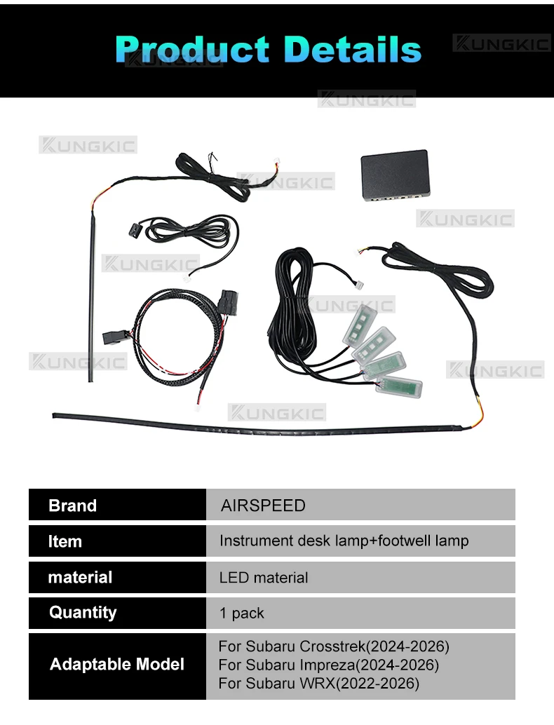 LED-Ambientbeleuchtungsstreifen für Subaru Crosstrek/Impreza 2024 2025 2026 und WRX 2022-2026, Instrumenten- und Fußraum-Atmosphärenlampe – Detail 11