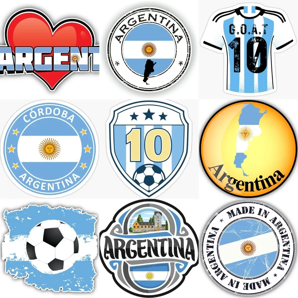 

Argentina Flag Map National Emblem Football Creative PVC Sticker for Decorate Motorcycle Door Bumper Wall Room Car Window Table