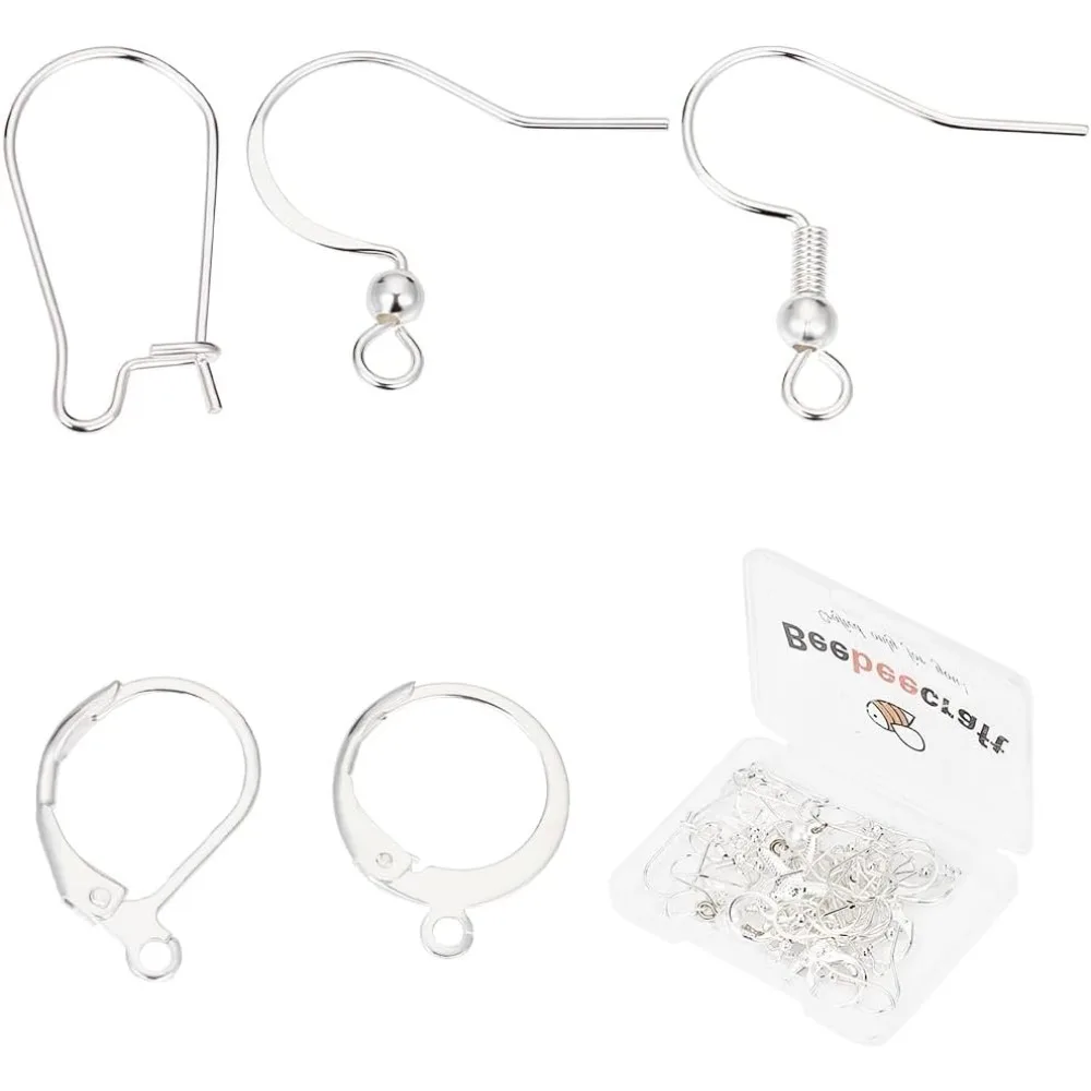 

5 стилей, 50 шт., крючки для сережек, стерлинговое серебро 925 пробы, комплект для изготовления сережек с рычагом, Huggies Earwire для комплекта ювелирных изделий