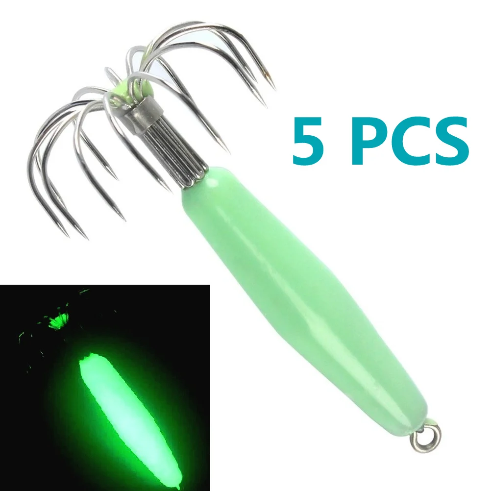 

5pcs 12g 16g 25g 35g Stainless Steel Luminous Squid Hook 12 Needles Umbrella Octopus Fishhook