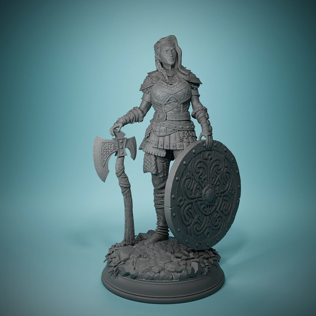 Elite Shieldmaiden - Freya the Feared D&D Miniature Tabletop Resin Miniatures - Perfect For Tabletop Games & Role Playing!