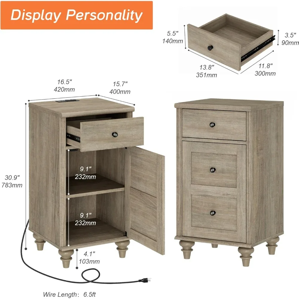 طقم من طاولتين نهائيين مع محطة شحن، وطاولات خشبية مع درج وخزانة تخزين، وطاولات جانبية حديثة لغرفة المعيشة #3