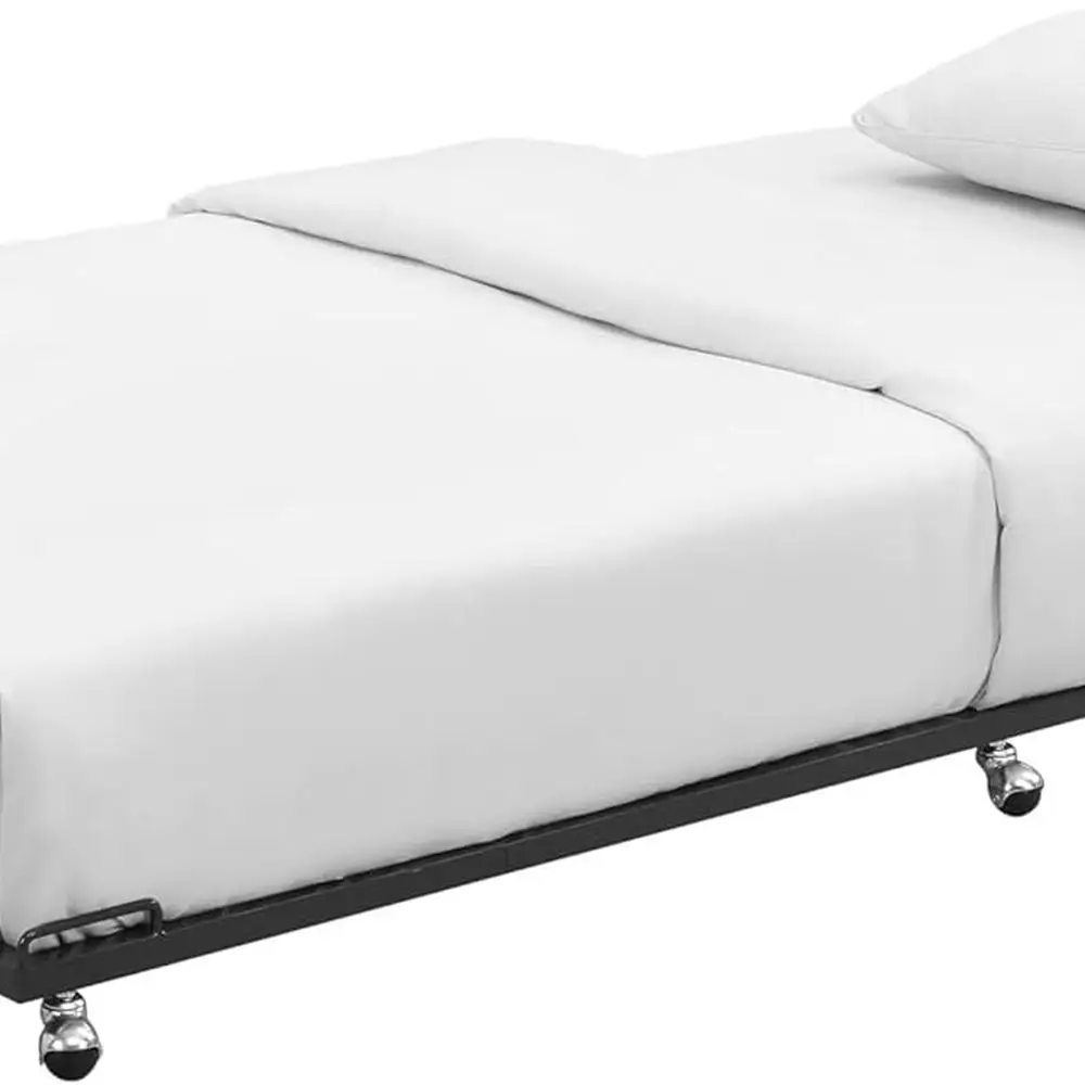 سرير معدني متين - يدعم 500 رطل، 6 عجلات، بدون زنبرك صندوق، أحمر موفر للمساحة