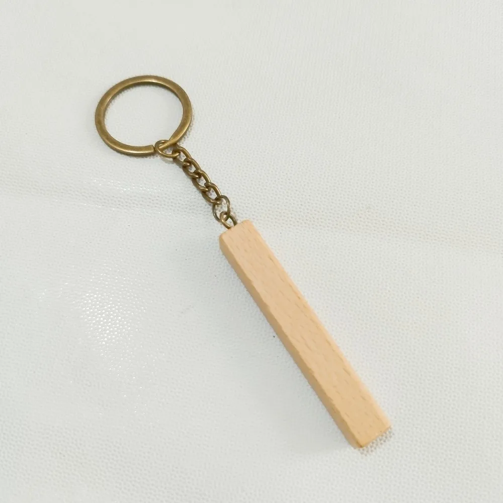 Beech Wood Keychain Blank Antique Metal Ring Solid Timber Rectangular Wood Tag Light Weight Multi Tone Wood Key Ring Blank