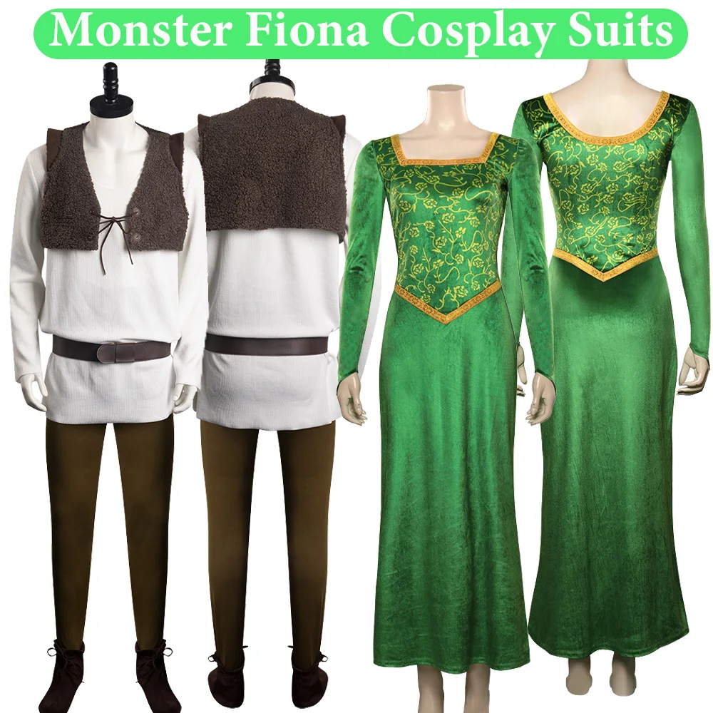 Disfraz de monstruo verde de dibujos animados, ropa de Fiona, trajes de extraterrestre, camisa de vestir para hombres y mujeres, traje de fiesta de Carnaval y Halloween, Navidad