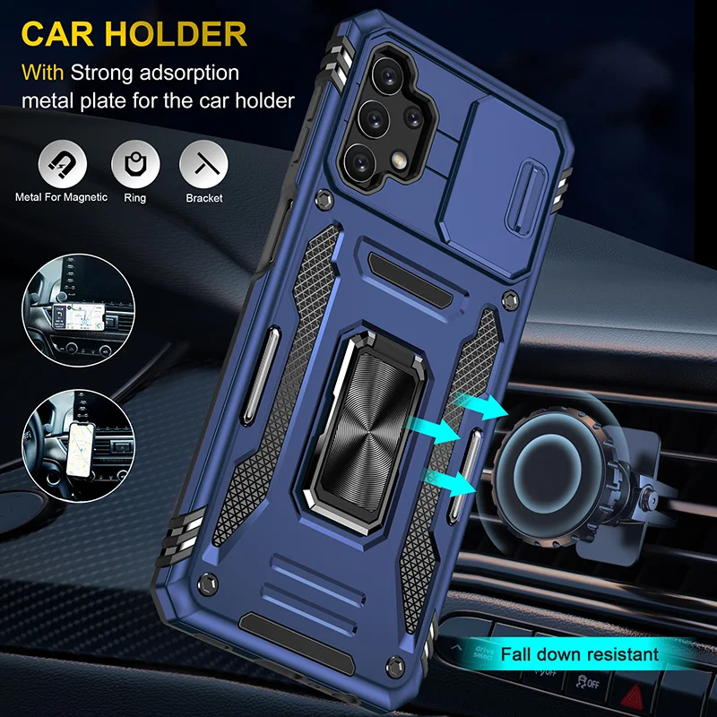 For Samsung Galaxy M52 M53 M42 M12 M02 Case Magnetic Car Holder Ring Stand Shockproof Armor Phone Cases for GalaxyM52 Back Cover