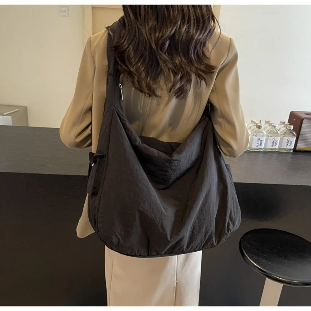 

Fashion Canvas Crossbody Bag Soft Texture Large Capacity Dumpling Bag Solid Color Women Handbags Female