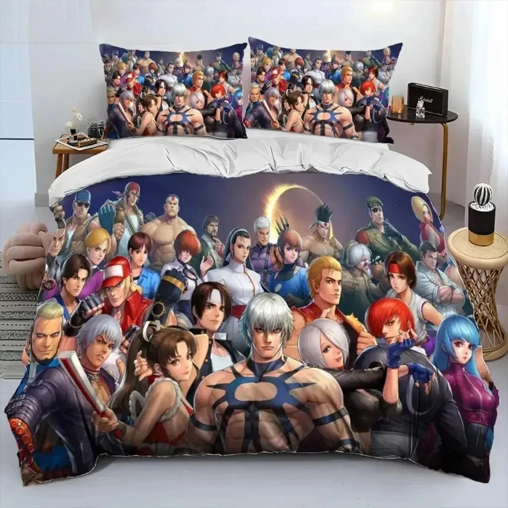 

Game King Of Fighters Retro Bedding Set Boys Girls Twin Queen Size Duvet Cover Pillowcase Bed Kids Adult Home Textileextile