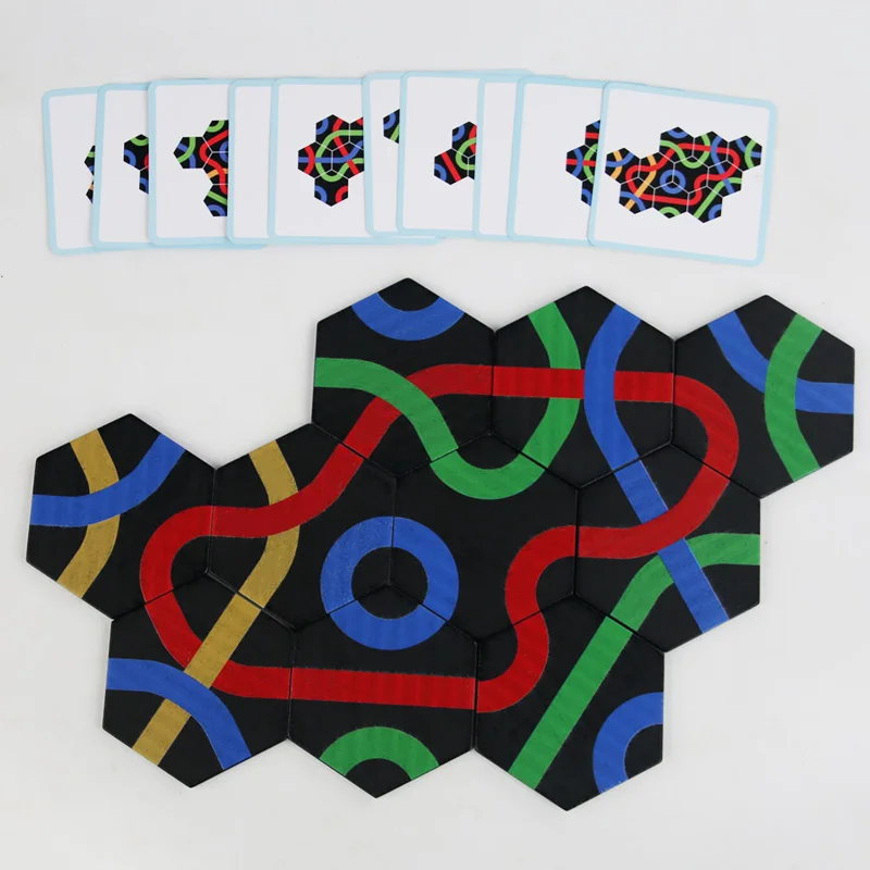 경로 퍼즐 나무 블록 어린이 몬테소리 교육 장난감, 부모-자녀 상호 작용 두뇌 티저, 논리 게임, 어린이 선물, 1 세트