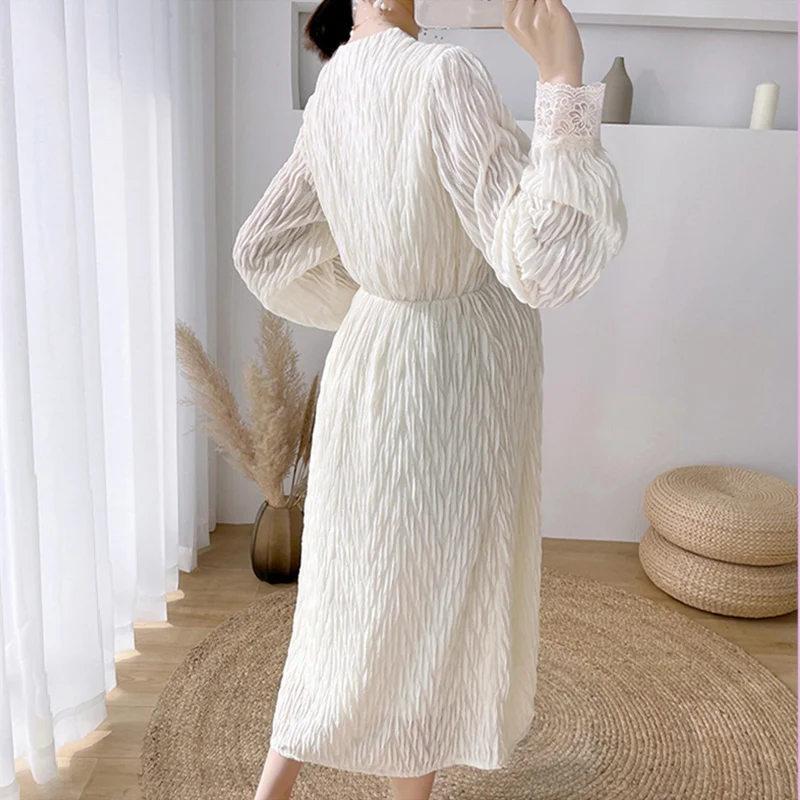 Spring Autumn Maternity Clothes Lace Patchwork Pregnancy Dress For Pregnant Women Casual Clothing Long V neck Maternity Dresses