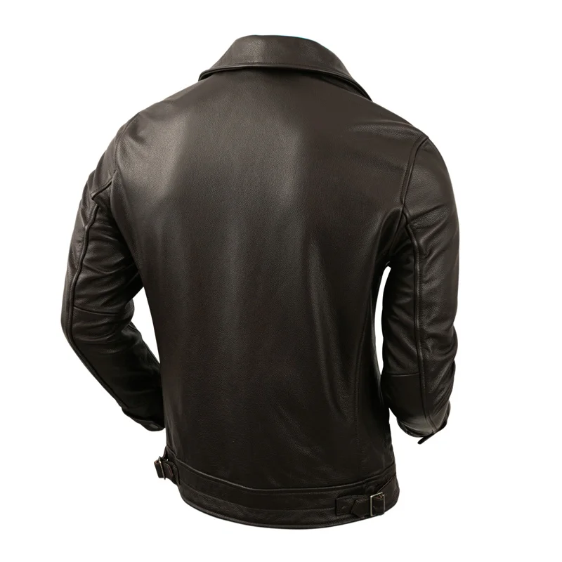 

Top Layer Pure Cowhide Corium Leather Jacket Luxury Men's Lapel Jackets Spring and Autumn Short Casual Leather Coat