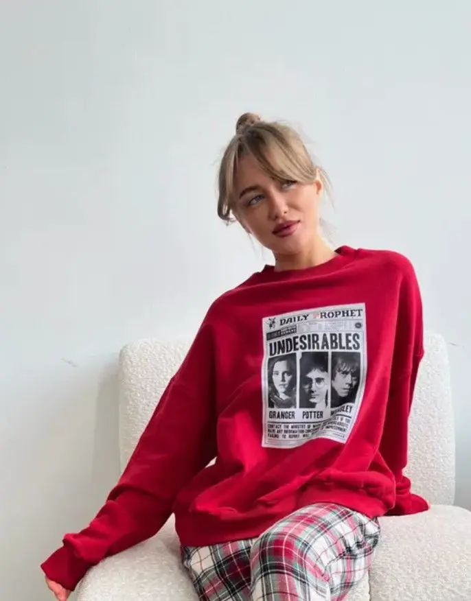 100% Pure Cotton Trendy Women's Autumn And Winter New Casual Loose And Versatile Temperament Thick American Printed Hoodie