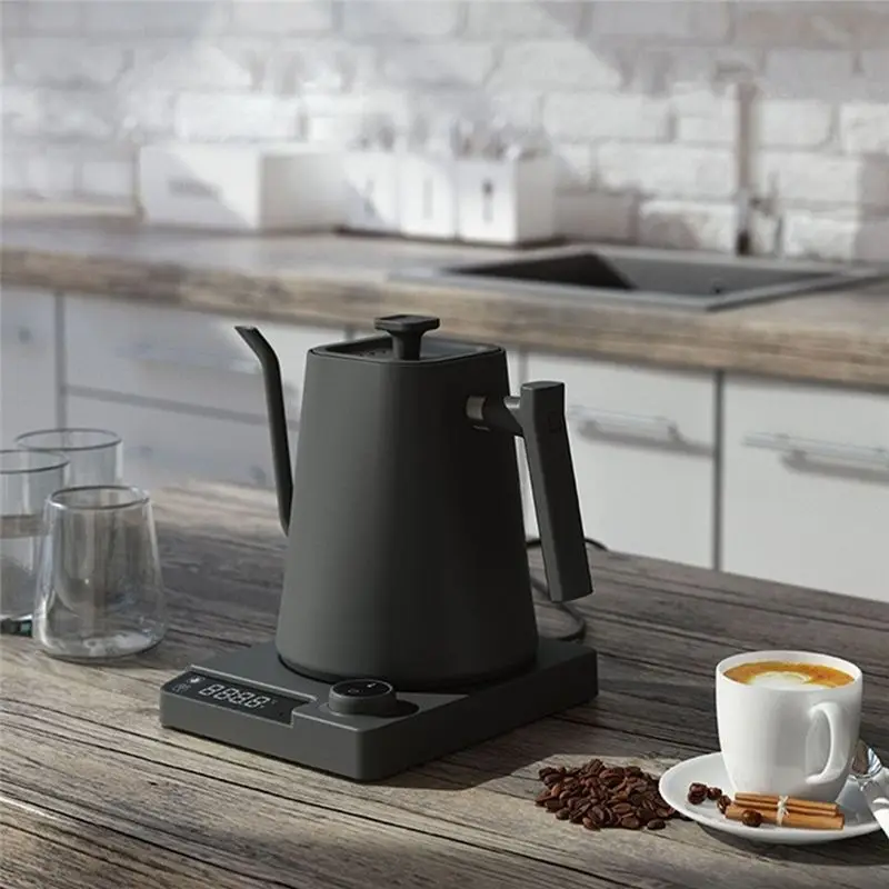 DTEW-Stainless Steel Electric Kettle For Coffee Home Constant Temperature Fine Mouth Kettle Gooseneck Hot Water Kettle (UK Plug)