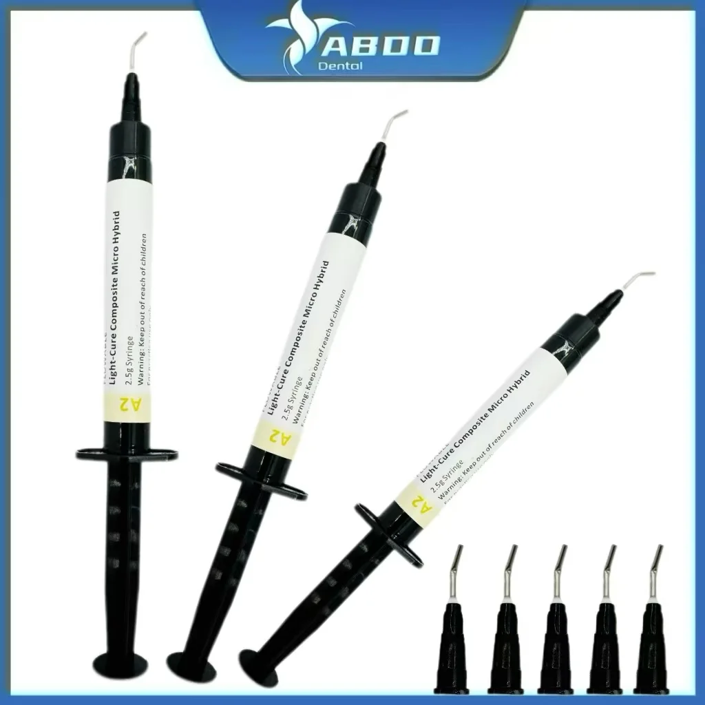 Curing 1PCS A2 2.5g Refill Dental Composite Resin Flowable Light Syringe Delivery Tips Etch Gel Adhesive Bonding