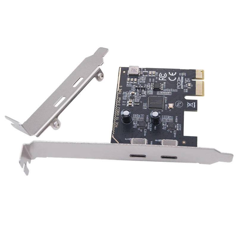 Tarjeta PCIE USB C adicional PCI Express X1 a 2 puertos tipo C 5Gbps USB3.2 GEN1 tarjeta de expansión USB-C Hub adaptador controlador para escritorio
