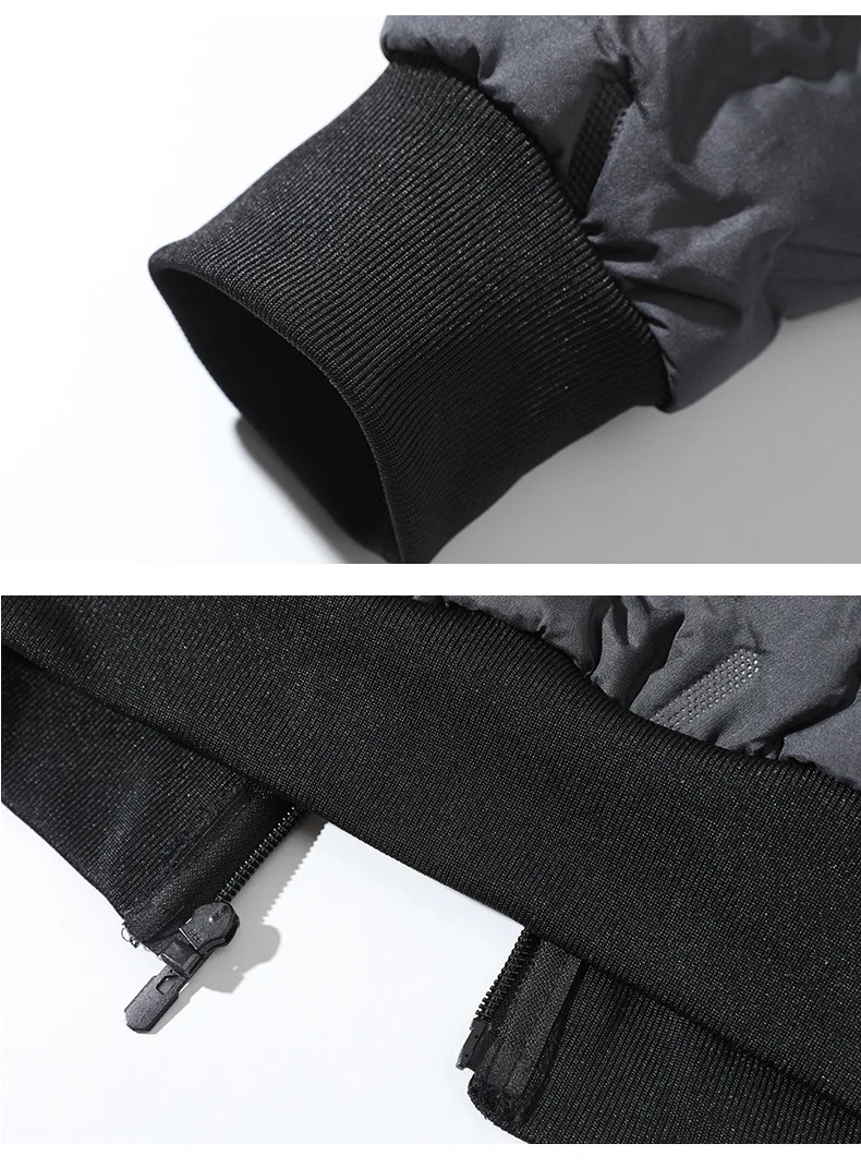 Men Winter Hooded Padded Jacket Waterproof Windproof Quilted Fleece Lined Thick Warm Full Zipper Casual Snow Outerwear for Male