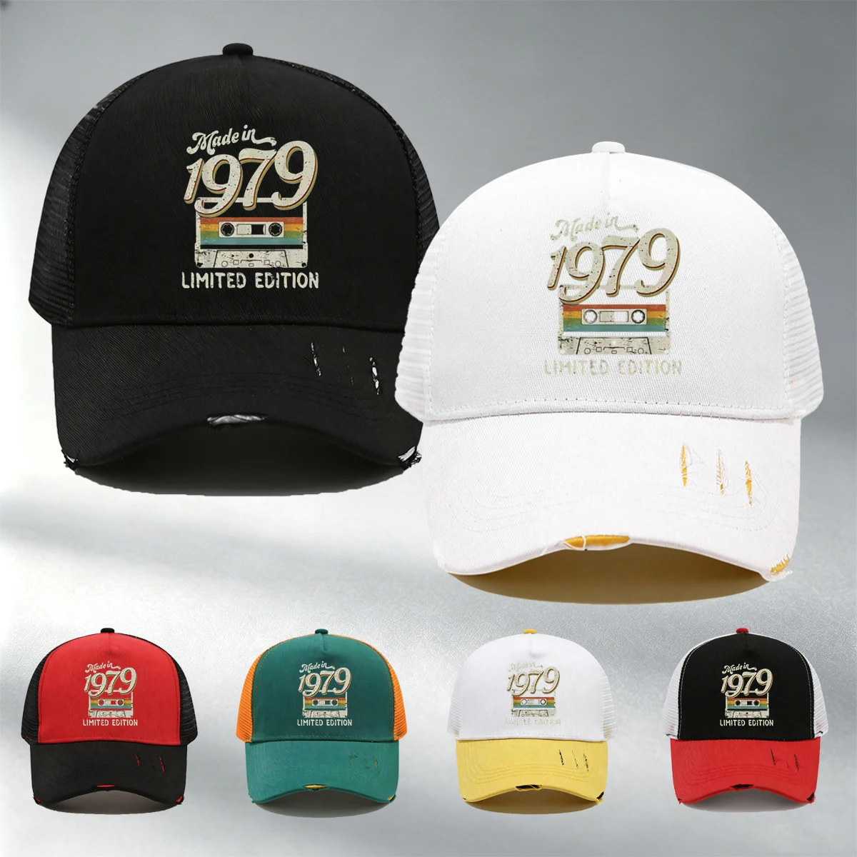 Unisex 1979 Printed Tear Design Baseball Cap -Trendy Design, Breathable Mesh, Suitable For Outdoor Sports, Casual Cap,Sports Cap