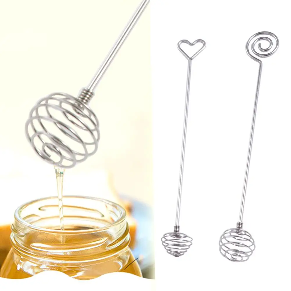 

Kitchen Gadget Stainless Steel Honey Dipper Sticks Double-headed Long Handle Metal Mixing Spoon Spiral Honey Stirrer Jam