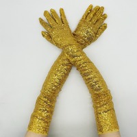 60cm Women Long Sequins Gloves Retro Style Fashion Personality Opera Prom Cosplay Stage Performance Elasticity Thin