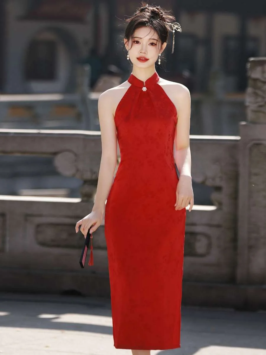 

Новое китайское красное платье-ципао для молодых девушек, высокое качество, весна-лето, новинка, традиционный китайский костюм, элегантный, молодежный