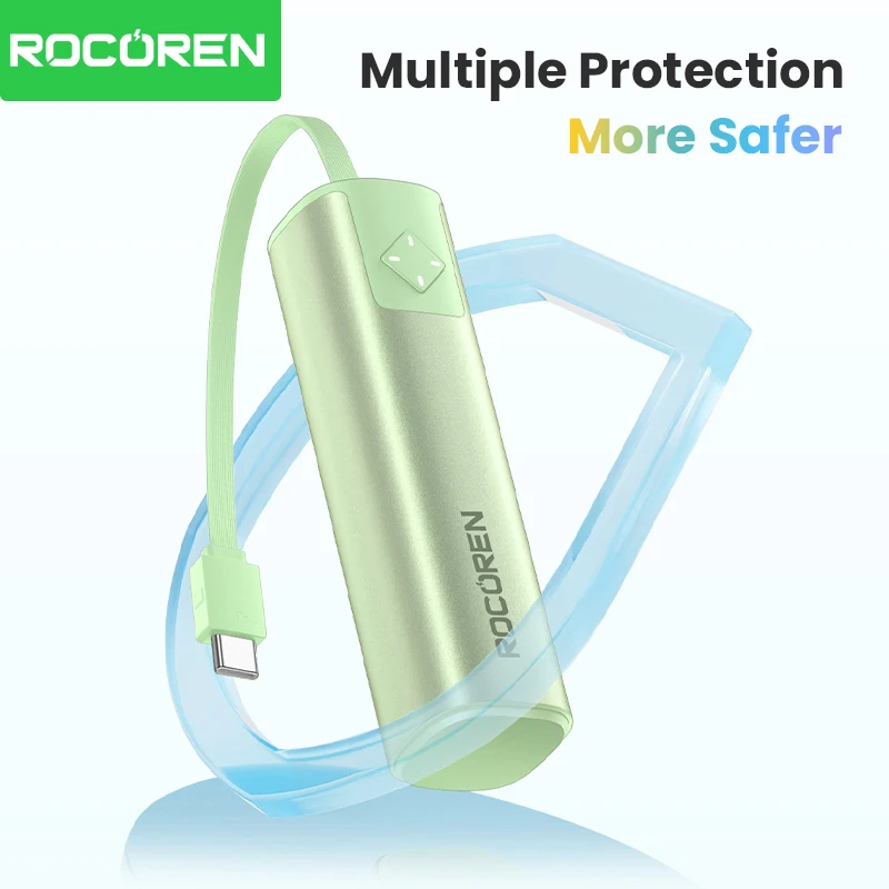 ROCOREN 5000mAh Mini Lipstick Style Power Bank Battery Pack for Mobile Phones with LED Power Indicator Portable Charger Compact