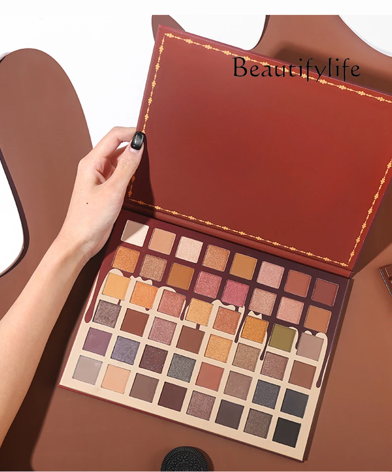 Light luxury exquisite eyeshadow disc 48 colors cement gray milk tea brown earth color European and American makeup