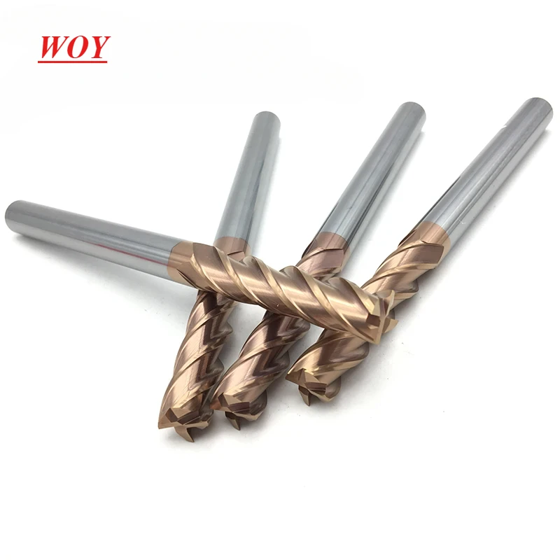 

WOY HRC55 Carbide end mill 75mm 100mm length 4Flutes Milling Cutter Alloy Coating Tungsten Steel cutting tool CNC maching