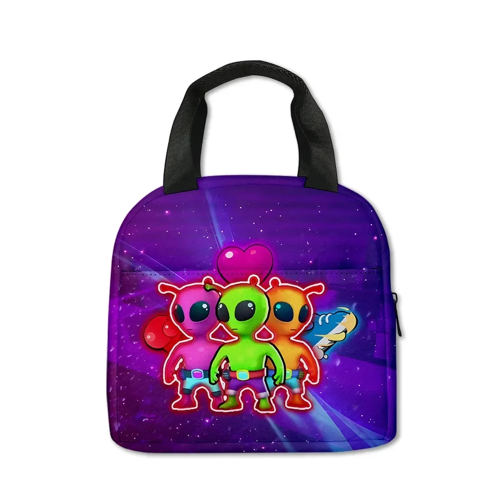 Stumble Guys Crash Party Lunch Bag Elementary School Student Handheld Ice Bag Kids Kawaii Cartoon School Bag Mochila