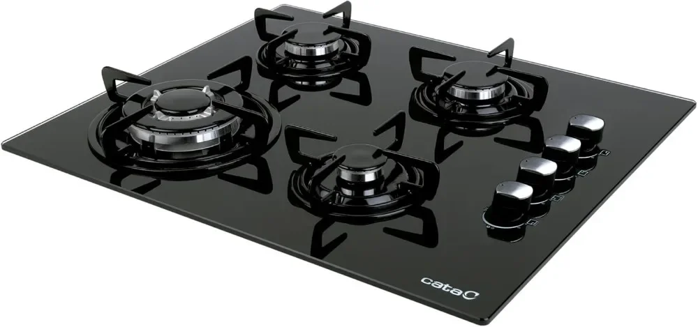 Cata Modelo CIB 6031 BK 4 Quemadores de Gas Butano Ancho de 59cm Acabado en Cristal Negro