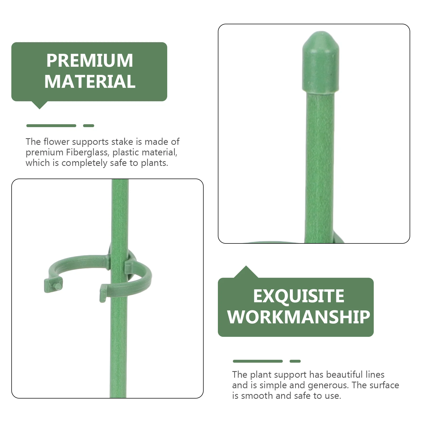 

10pcs Flower For Plants Support Adjustable Garden Fiberglass Plant Climbing Stakes Garden Supplies Green Plant Support Stakes