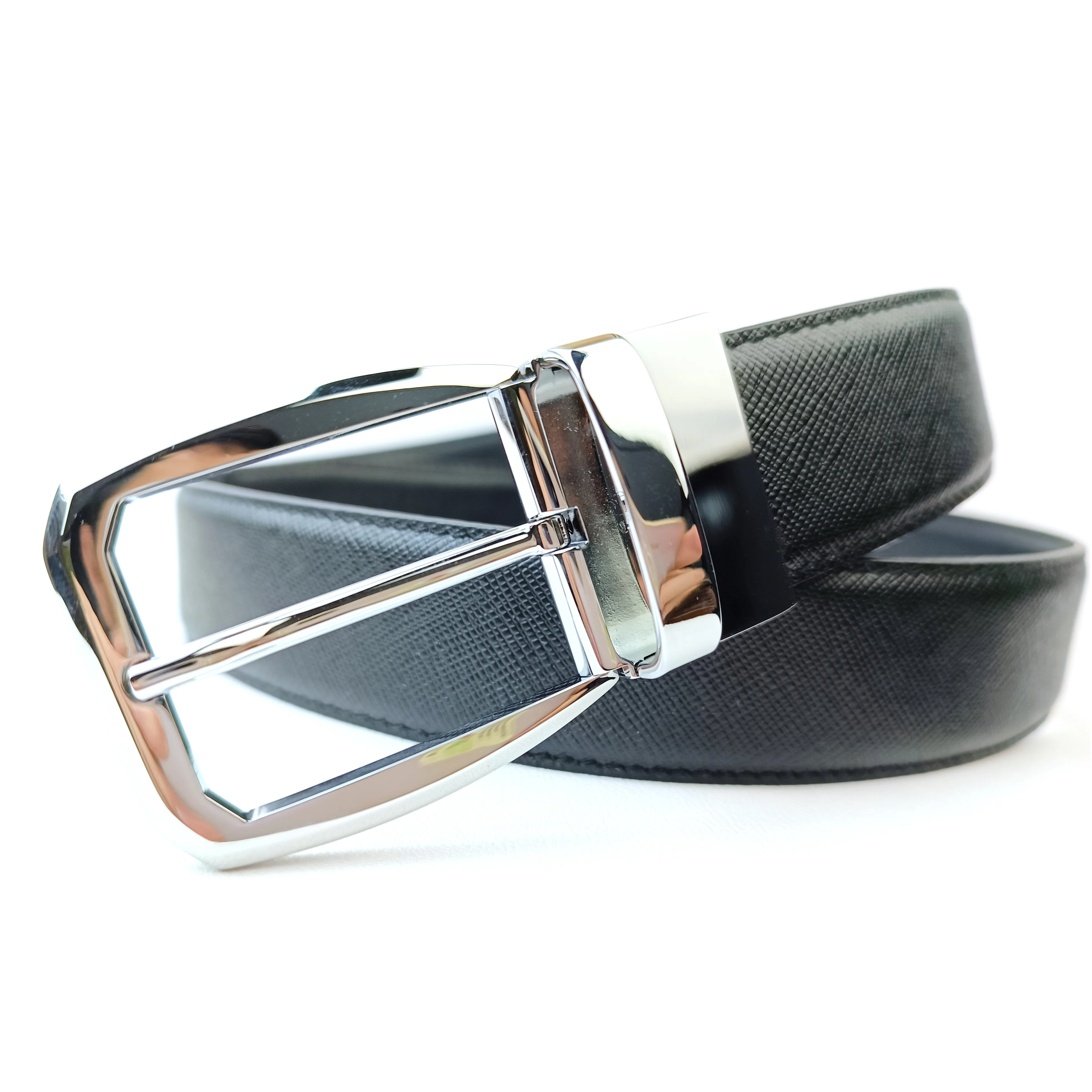 Men's high-end double-sided belt, designer belt, H-button head, boutique private customization, 3.5cm width, global free shippin