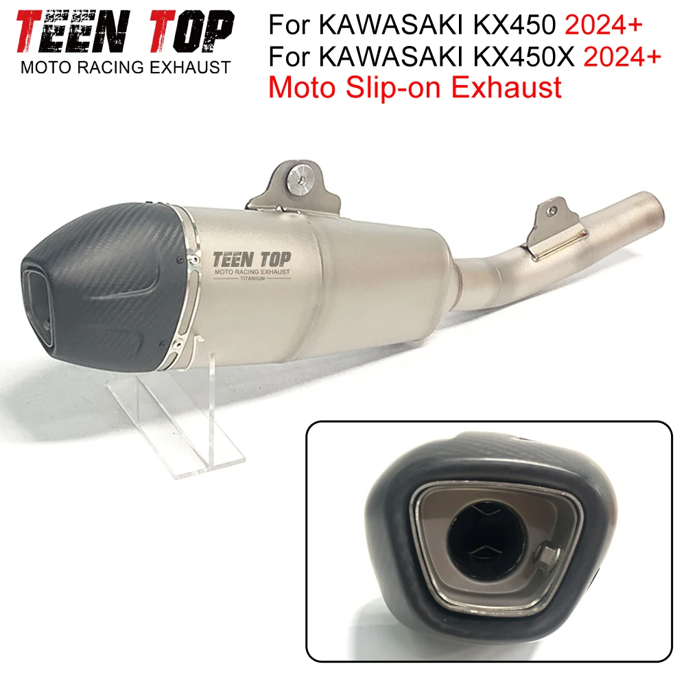 Moto Titanium Alloy Slip-on Exhaust For KAWASAKI KX450 KX450X Middle Pipe Muffler with DB Killer Motorcycle Escape kx450 2024+