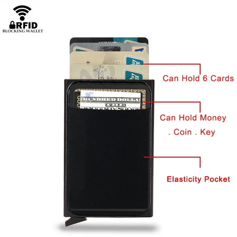 DIENQI Rfid Credit Card Holder Smart Minimalist Aluminium Metal Wallet Thin Pop-up Cardholder Wallets for Men Creditcard Case