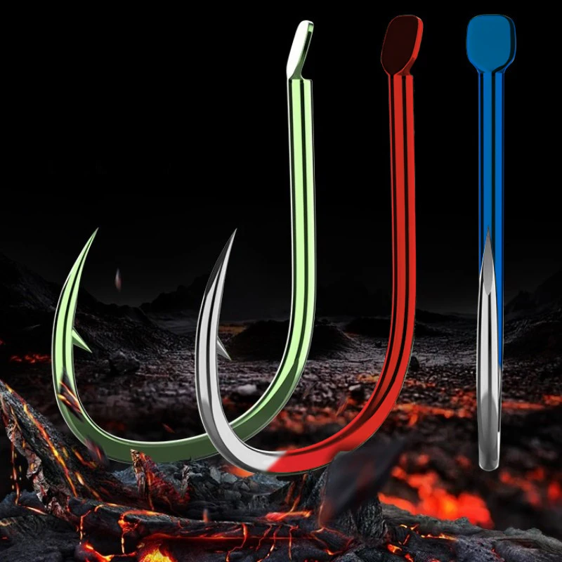 50 Uds. Anzuelos de pesca planos, Señuelos de pesca con púas de mar, vástago de pico, soporte para cebo vivo, plantilla de pesca de carpa, anzuelos de gusano, accesorios, aparejos