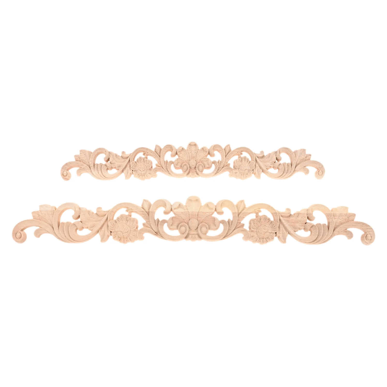 30/40cm Oak Applique Hollow Cut Flower Branch Unpainted Wood Decals Furniture Onlays Cabinet Door Windows Vintage European Style