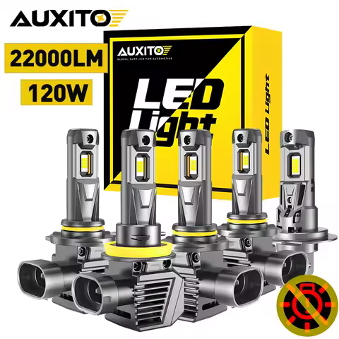 AUXITO 2Pcs 22000LM 9012 HIR2 LED Headlight CANBUS No Error 9005 HB3 H8 H9 H11 LED Headlamp Bulb 120W Turbo Auto Lamp 6500K