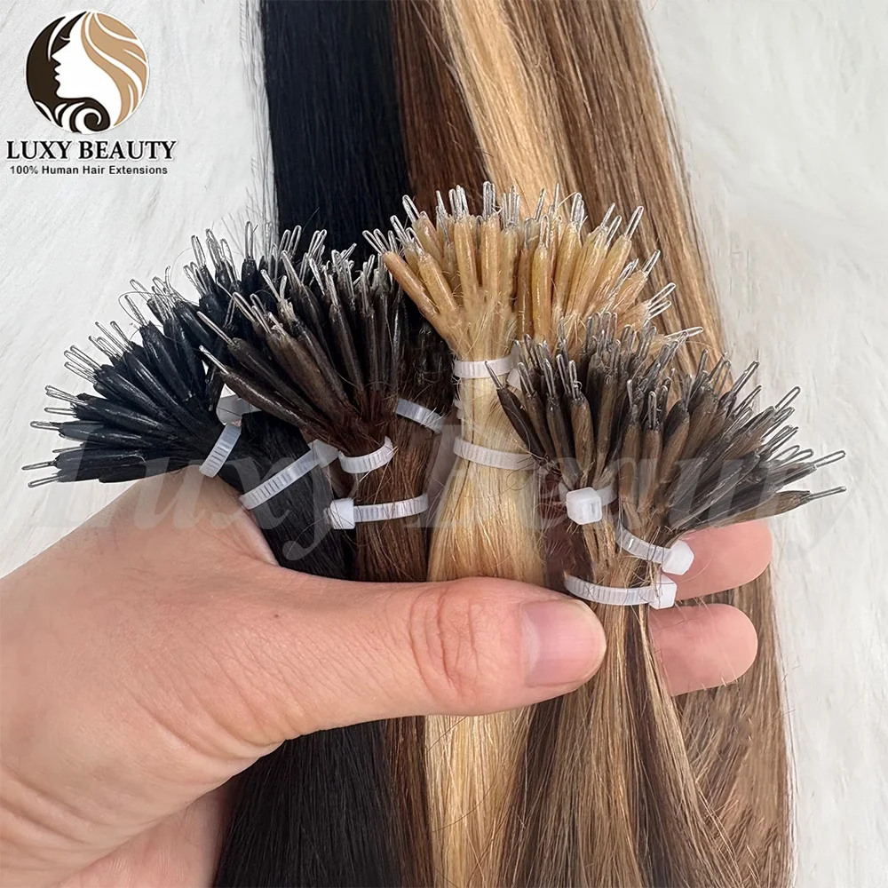 Nano Rings Micro Links Human Hair Extensions 12-20Inches Straight Keratin Capsule Natural Brown Micro Beads Loop Hair Extensions