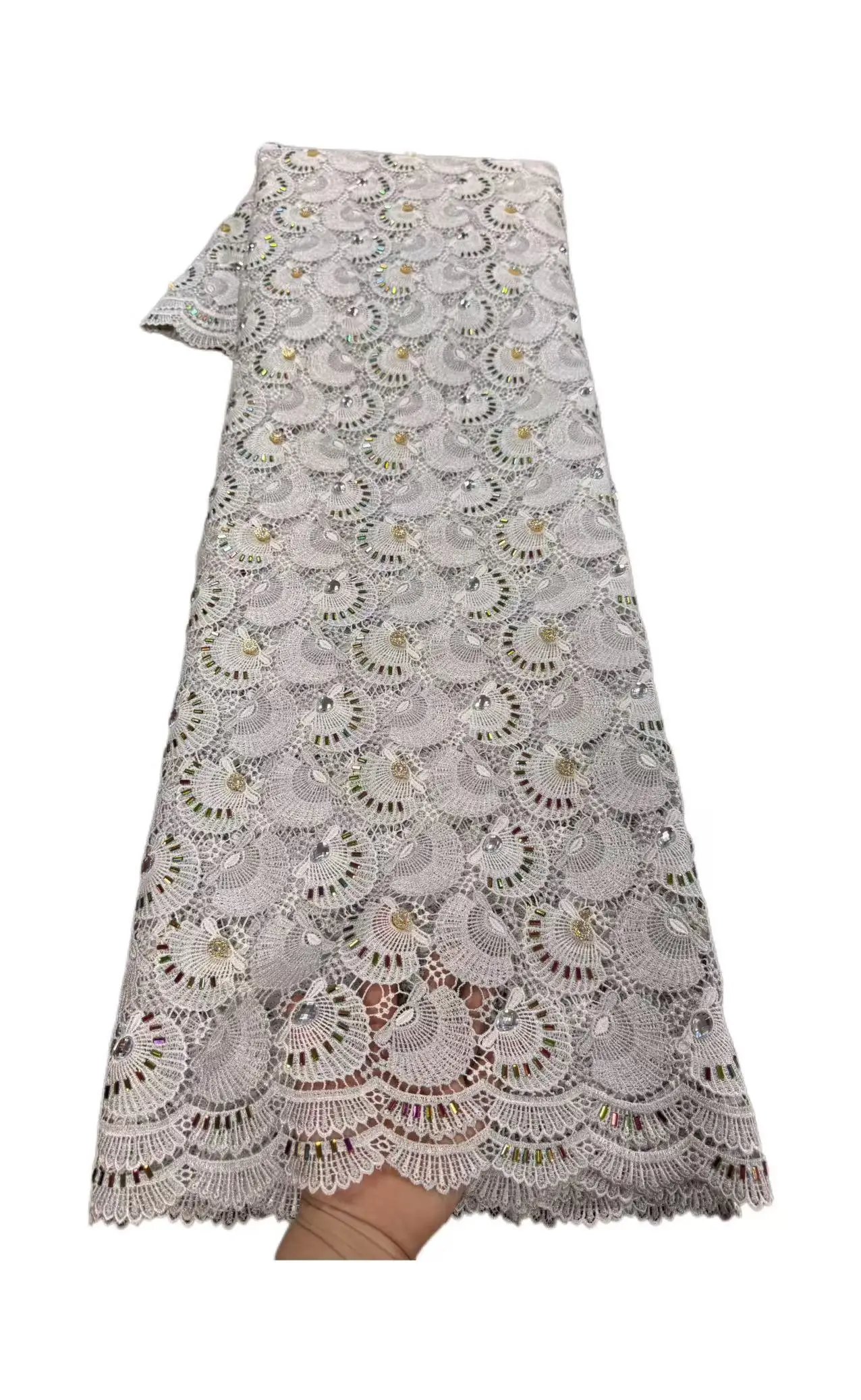 

African Lace Fabric, Purple White Floral Water Soluble Guipure Lace Purple White 3D Floral Embroidery African Lace for Wedding D