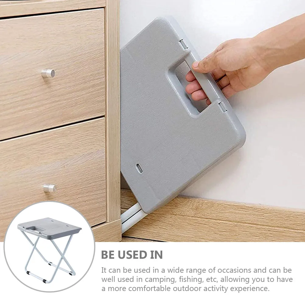 

Portable Folding Stool Lightweight Foldable Outdoor Durable Grey Travel Camping Fishing Small Bench PP Iron Materials